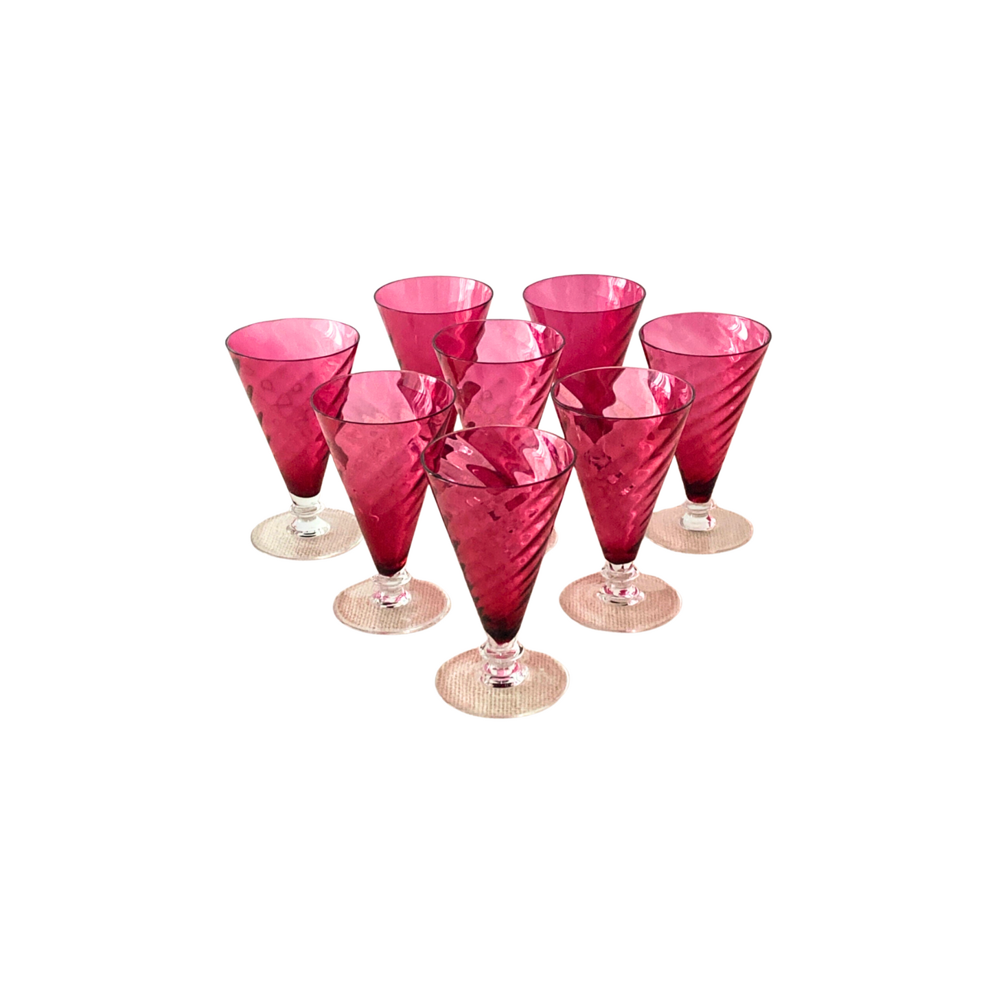 THERESIENTHAL Crystal F. SCHMIDT GARDA Rose Swirl Cocktail Glasses (8)