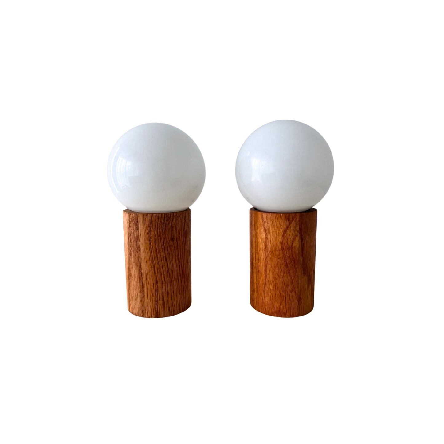 1970s Mod Bill Currey InterDesign Cylindrical Oak Table Lamps
