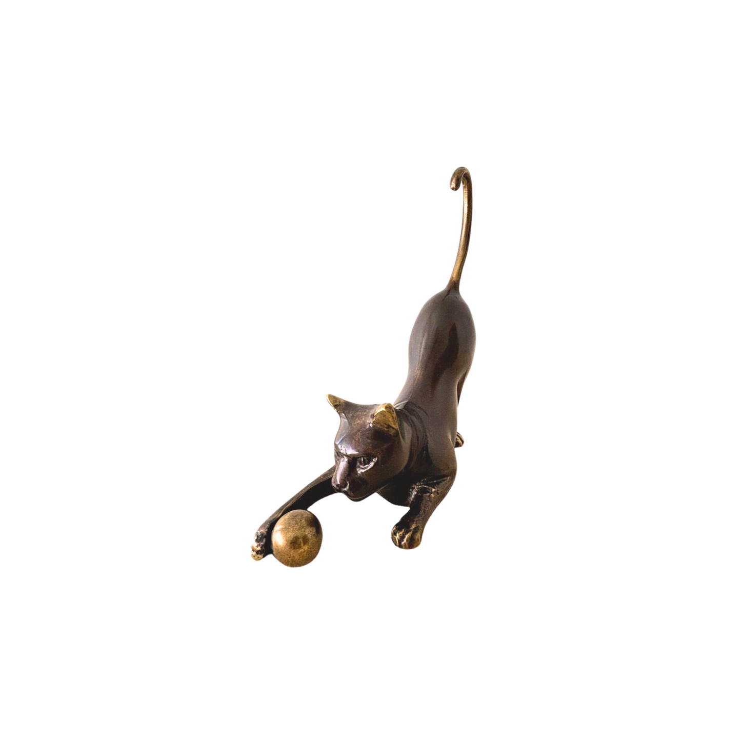 Vintage Art Deco French Brass Bronze Playing House Cat sculpture figurine