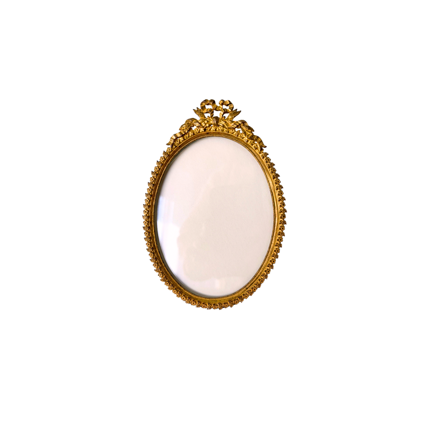 Antique Edwardian Gilt Brass Oval Picture Photo Frame with Bow