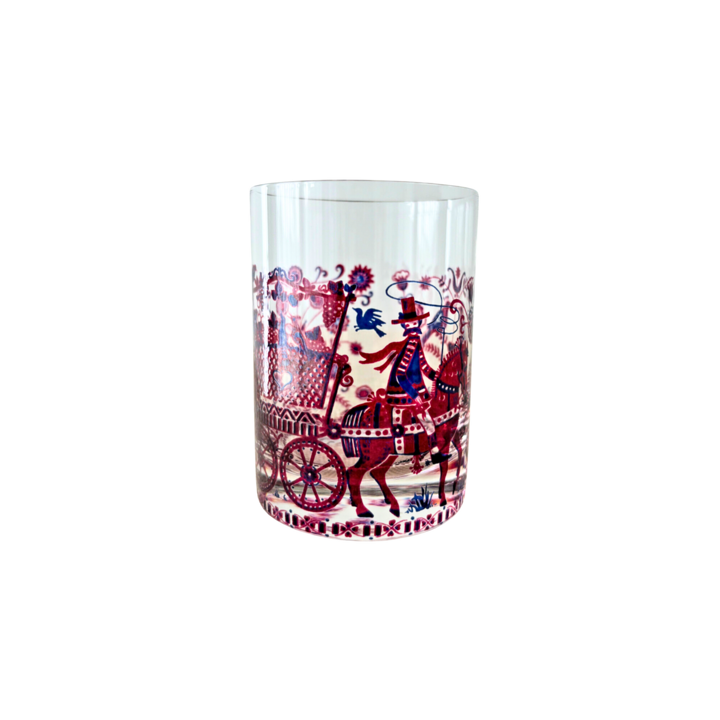 Kurt Hammer Folk Art drinking Glass with Wine Harvest motif