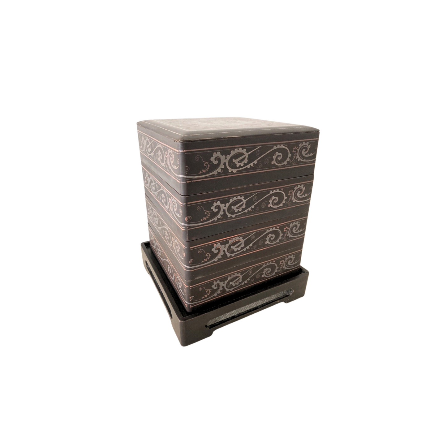 Japanese Lacquerware Makie Jubako Bento Box with Stand