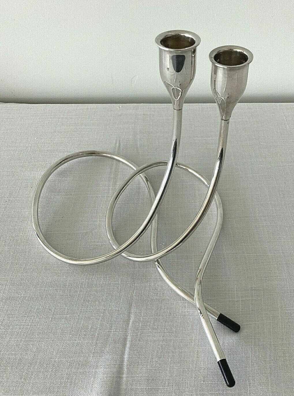 Vintage modern sterling silver Serpentine Candlesticks by Marion Anderson Noyes