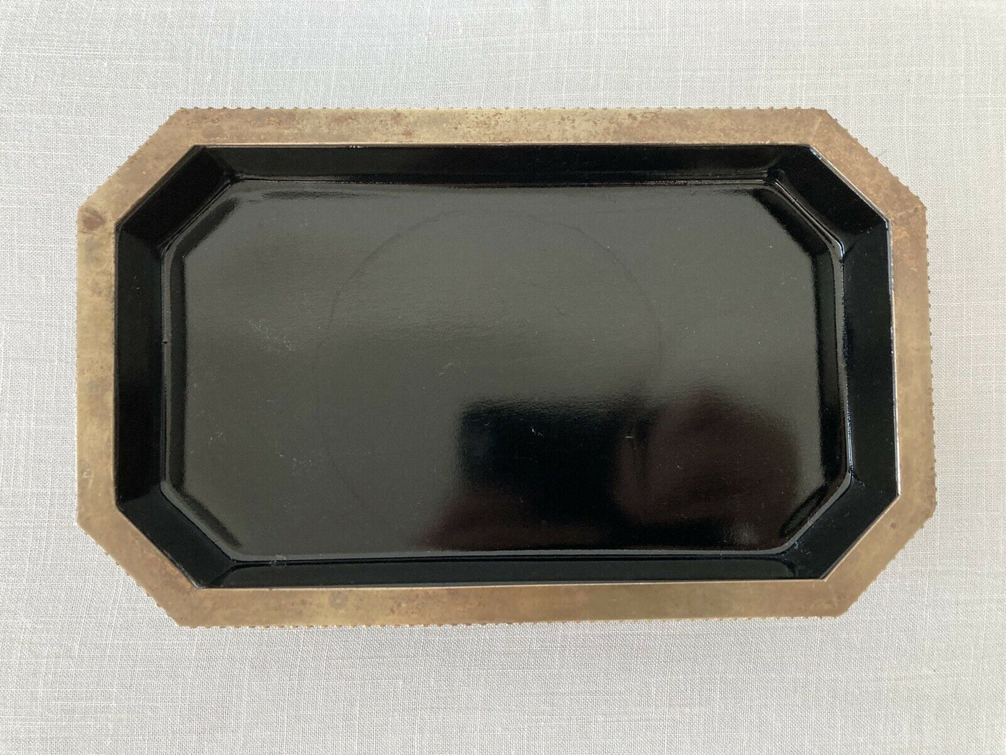 Black Opaline Glass And Brass Footed Centerpiece Planter Bowl