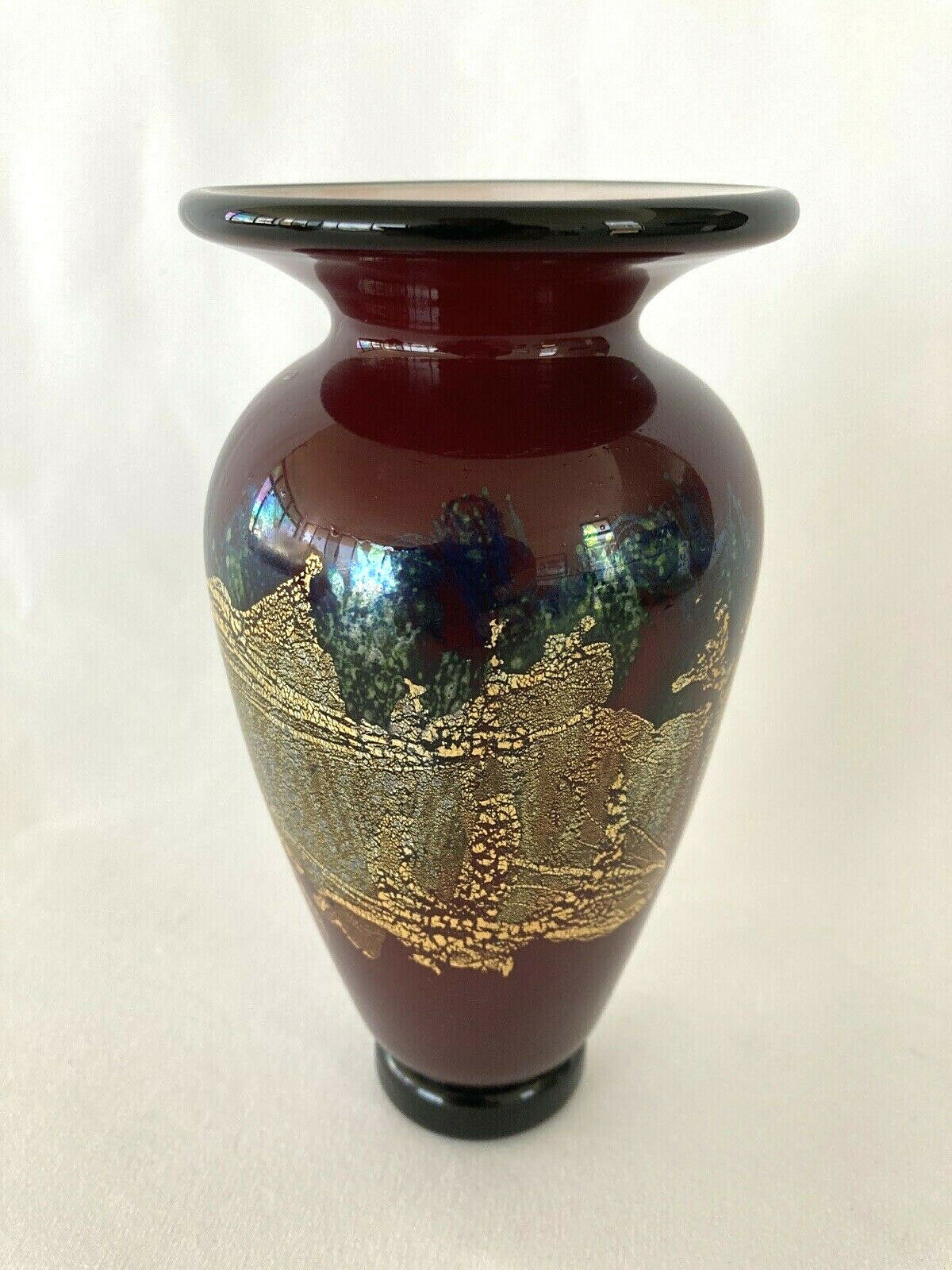 Studio Art Glass Vase by NOUROT, Red Satin Series