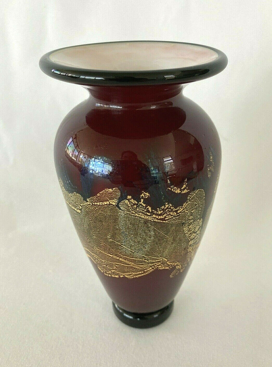 Studio Art Glass Vase by NOUROT, Red Satin Series