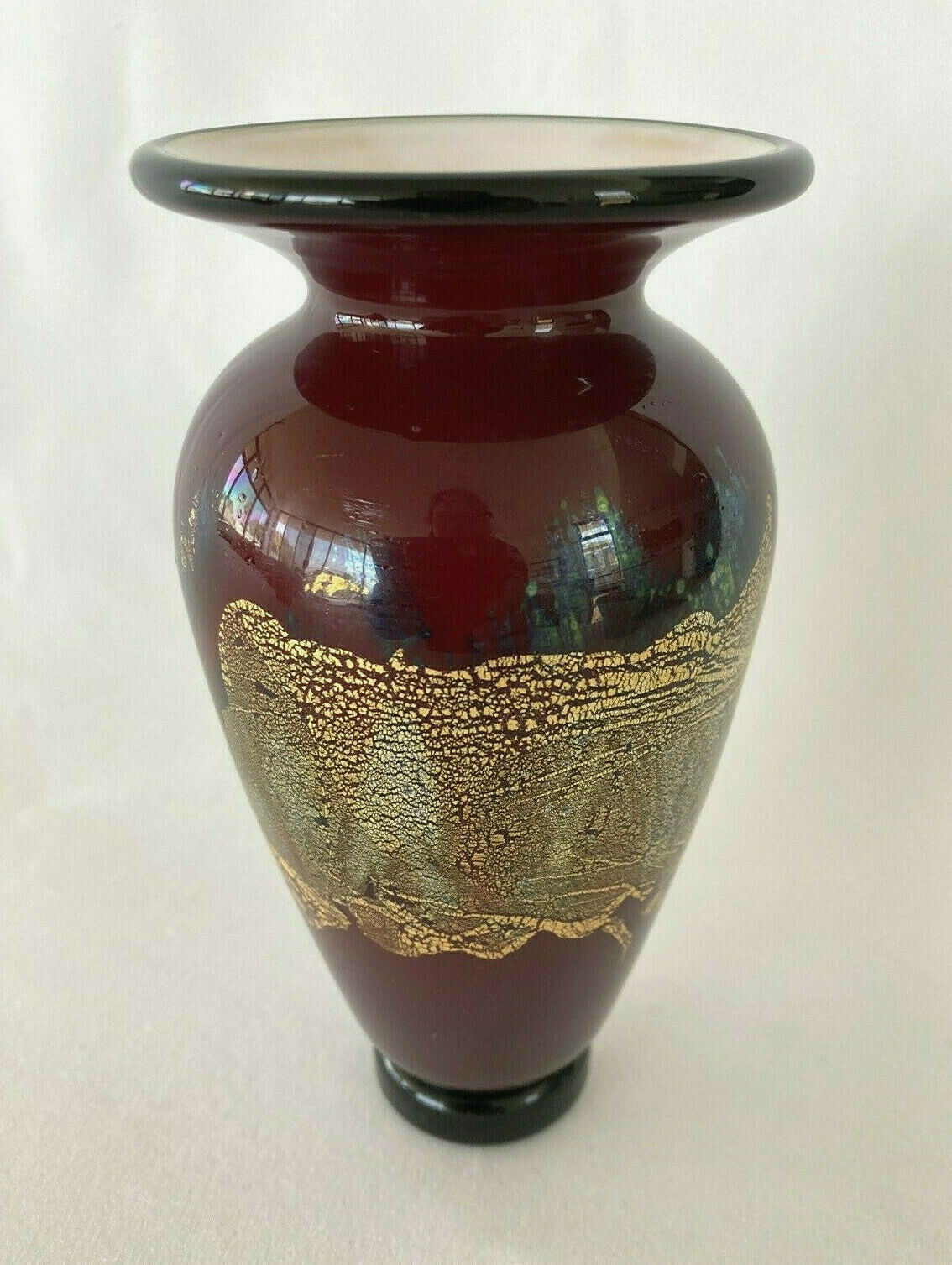 Studio Art Glass Vase by NOUROT, Red Satin Series