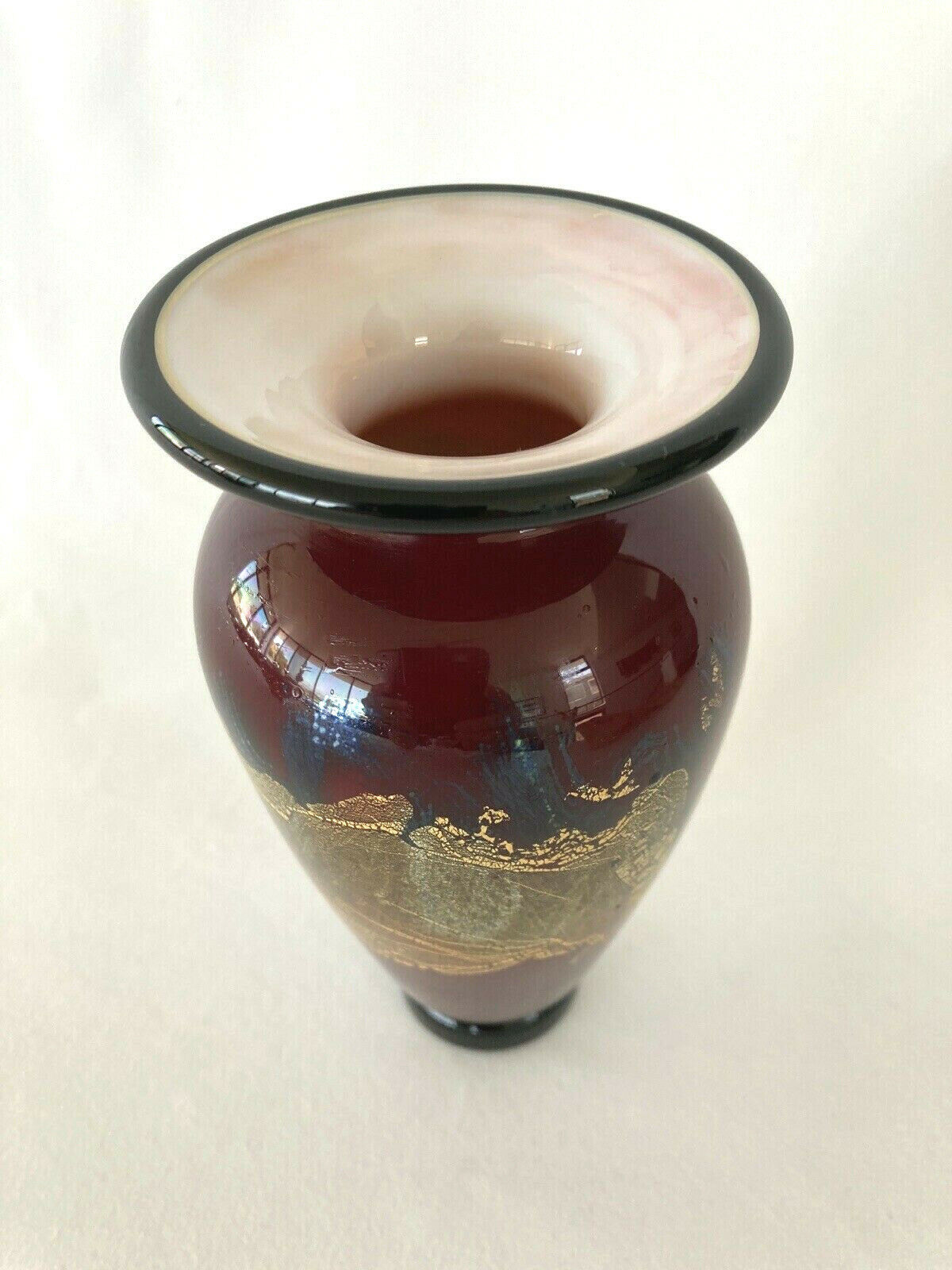 Studio Art Glass Vase by NOUROT, Red Satin Series
