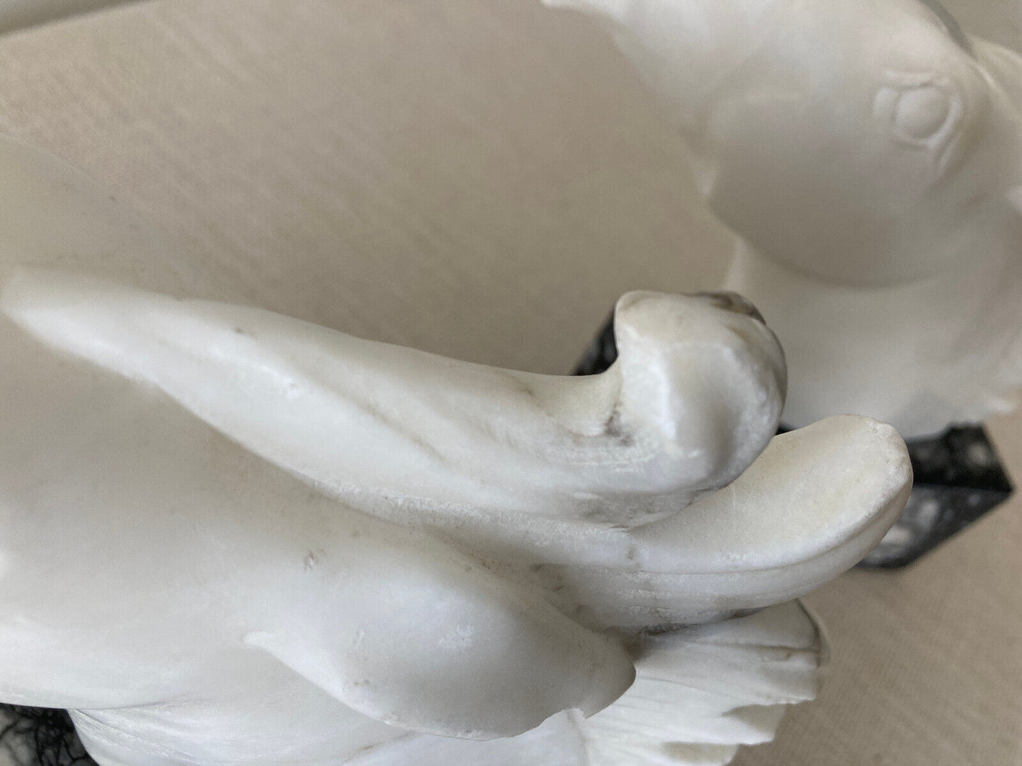 Italian hand carved white & grey marble Horse Head Bookends