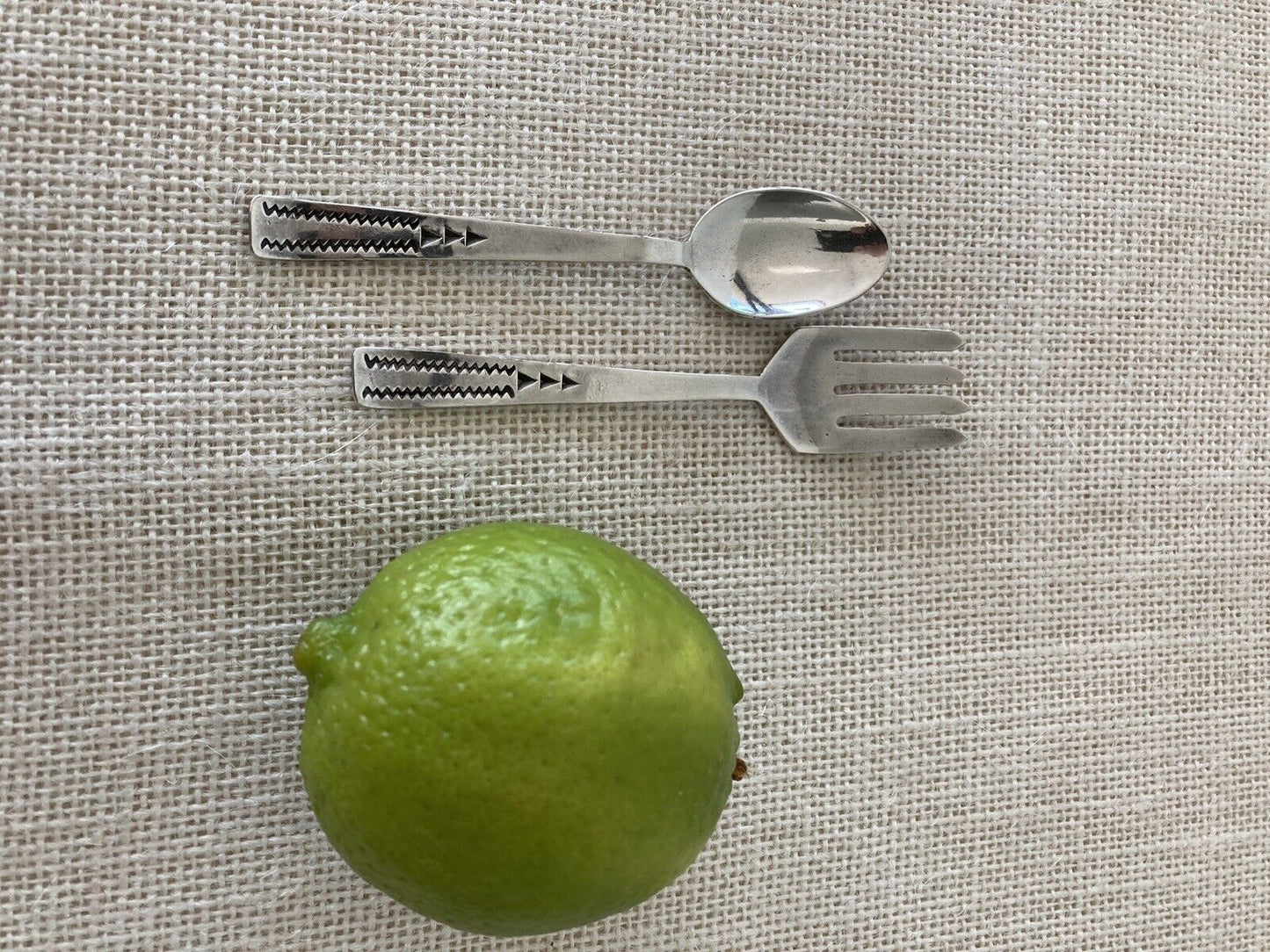 Navajo Sterling appetizer or child Fork & Spoon Set