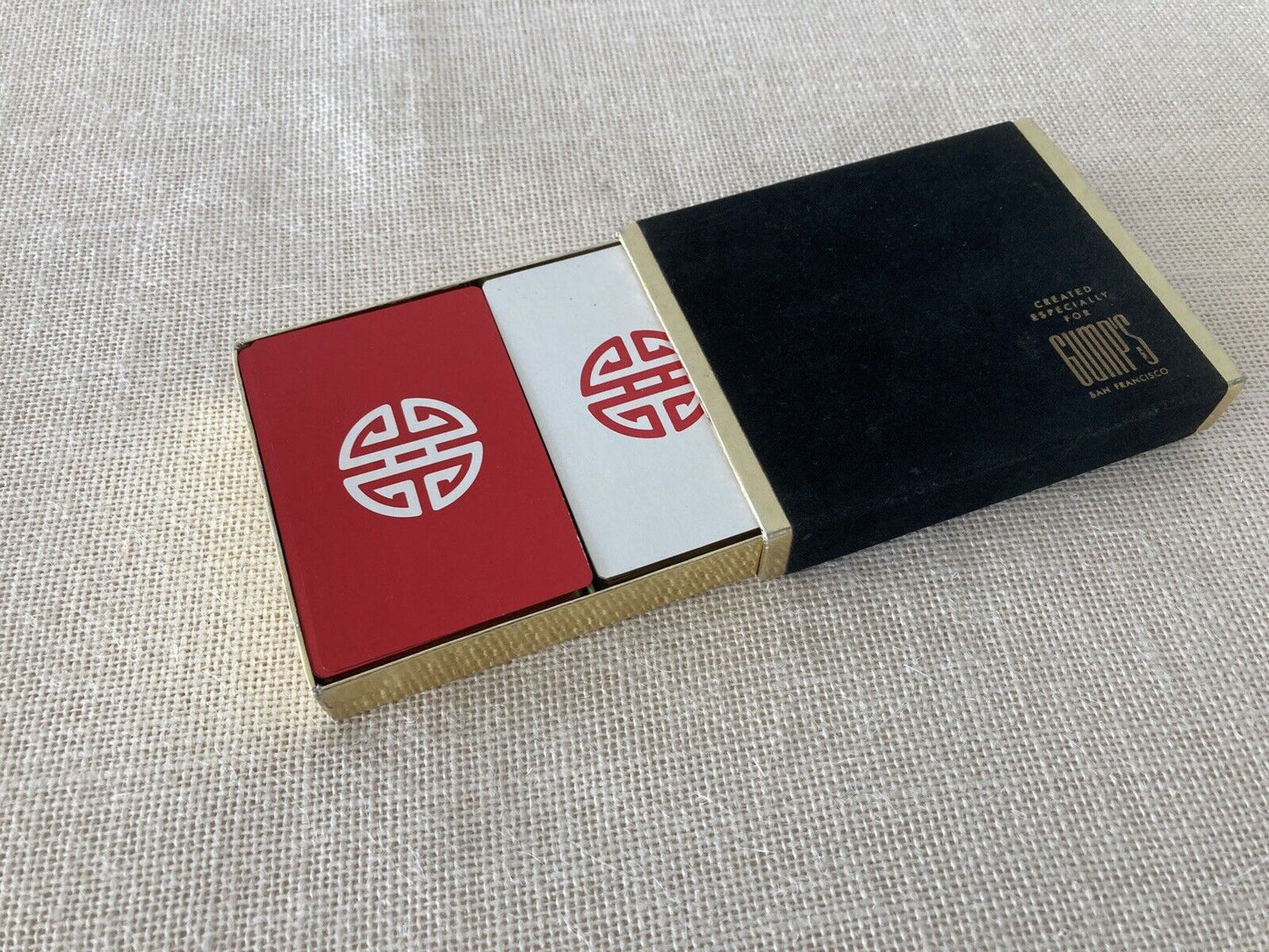 Gumps San Francisco "GOOD LUCK" Boxed Playing Cards