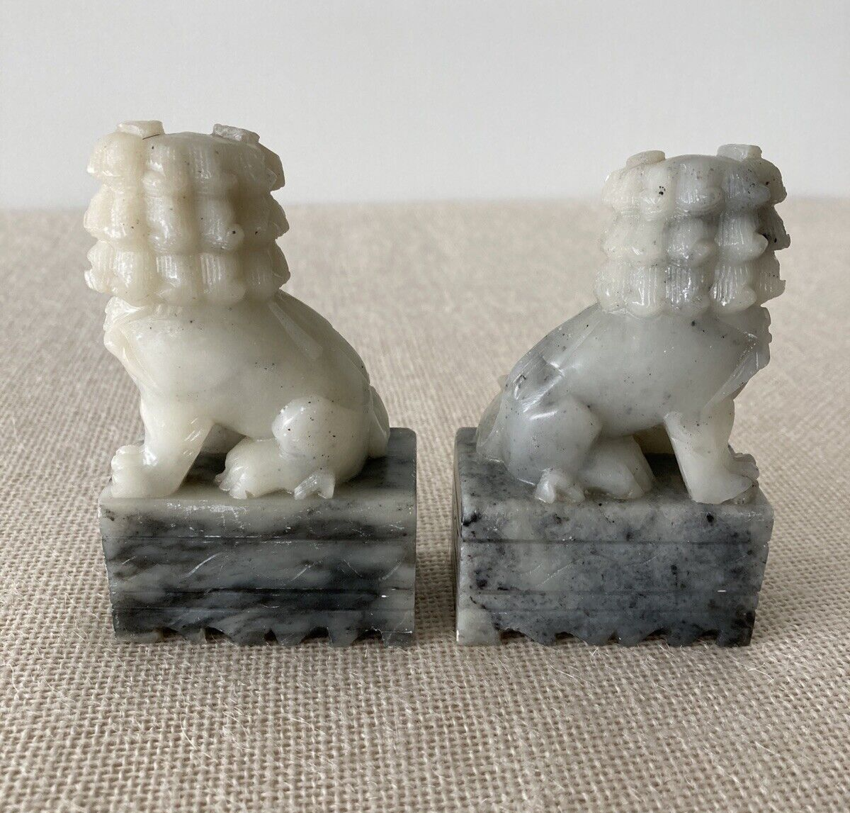 Pair of hand carved soapstone FOO DOGS