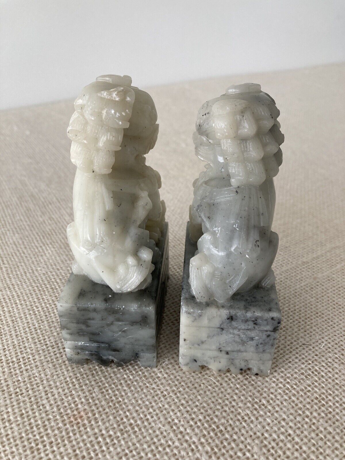 Pair of hand carved soapstone FOO DOGS