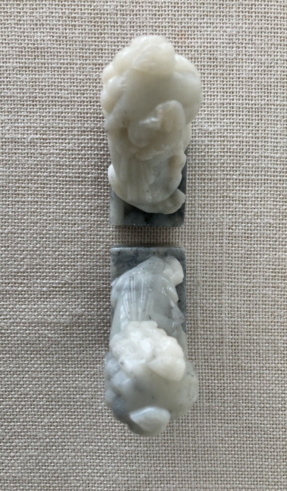 Pair of hand carved soapstone FOO DOGS