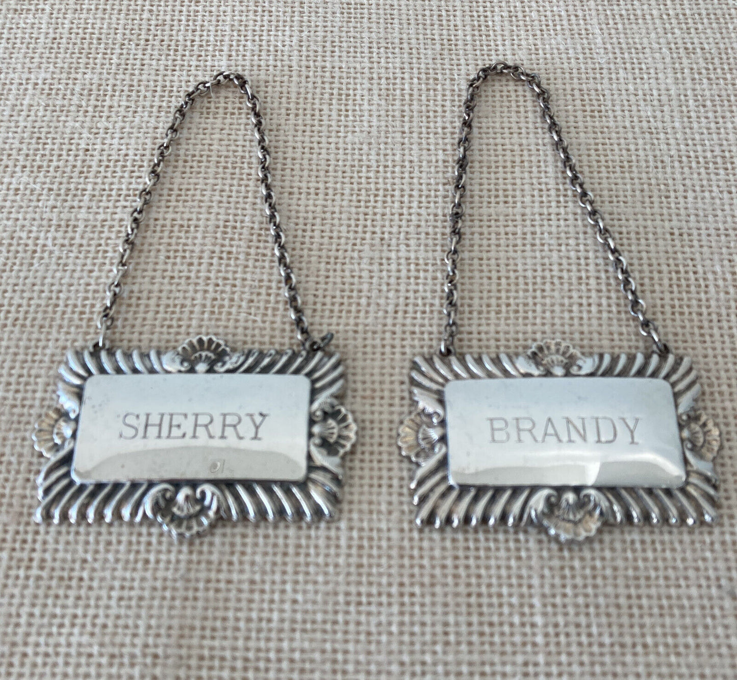 English Silver Plate Liquor Decanter Labels