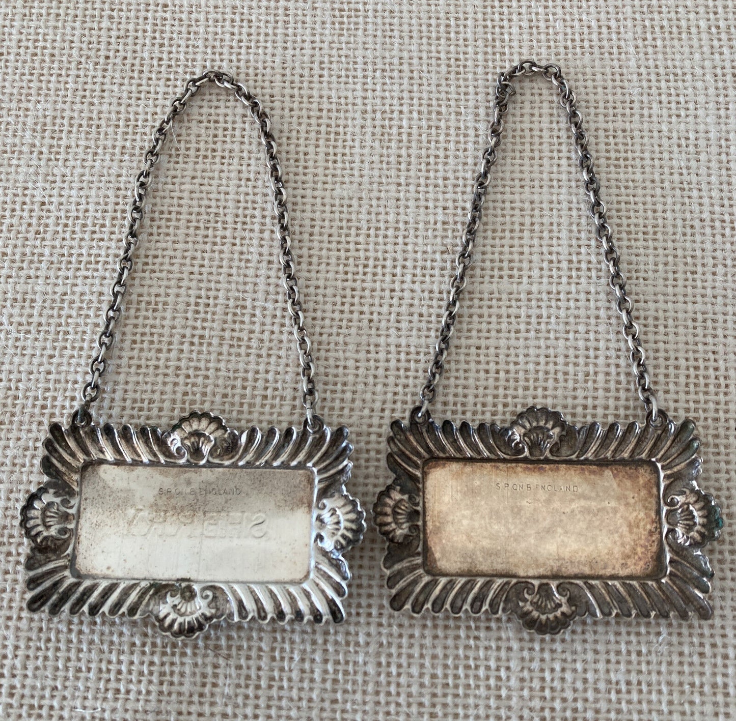 English Silver Plate Liquor Decanter Labels