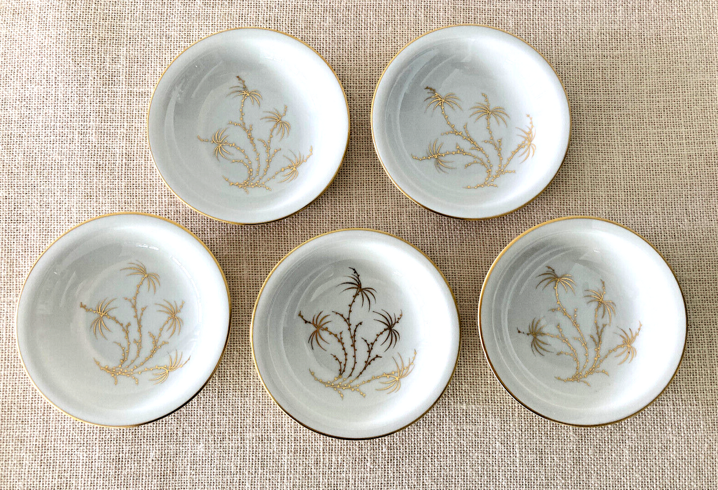 Rosenthal Golden Palm rimmed Fruit or Appetizer Bowls