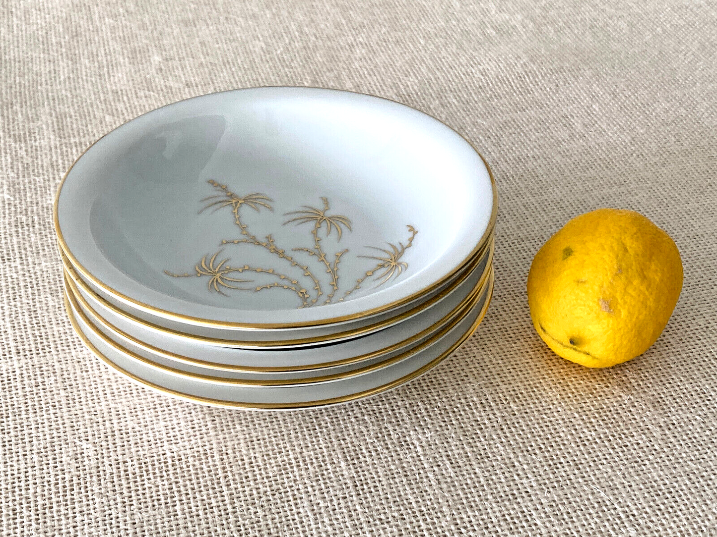 Rosenthal Golden Palm rimmed Fruit or Appetizer Bowls
