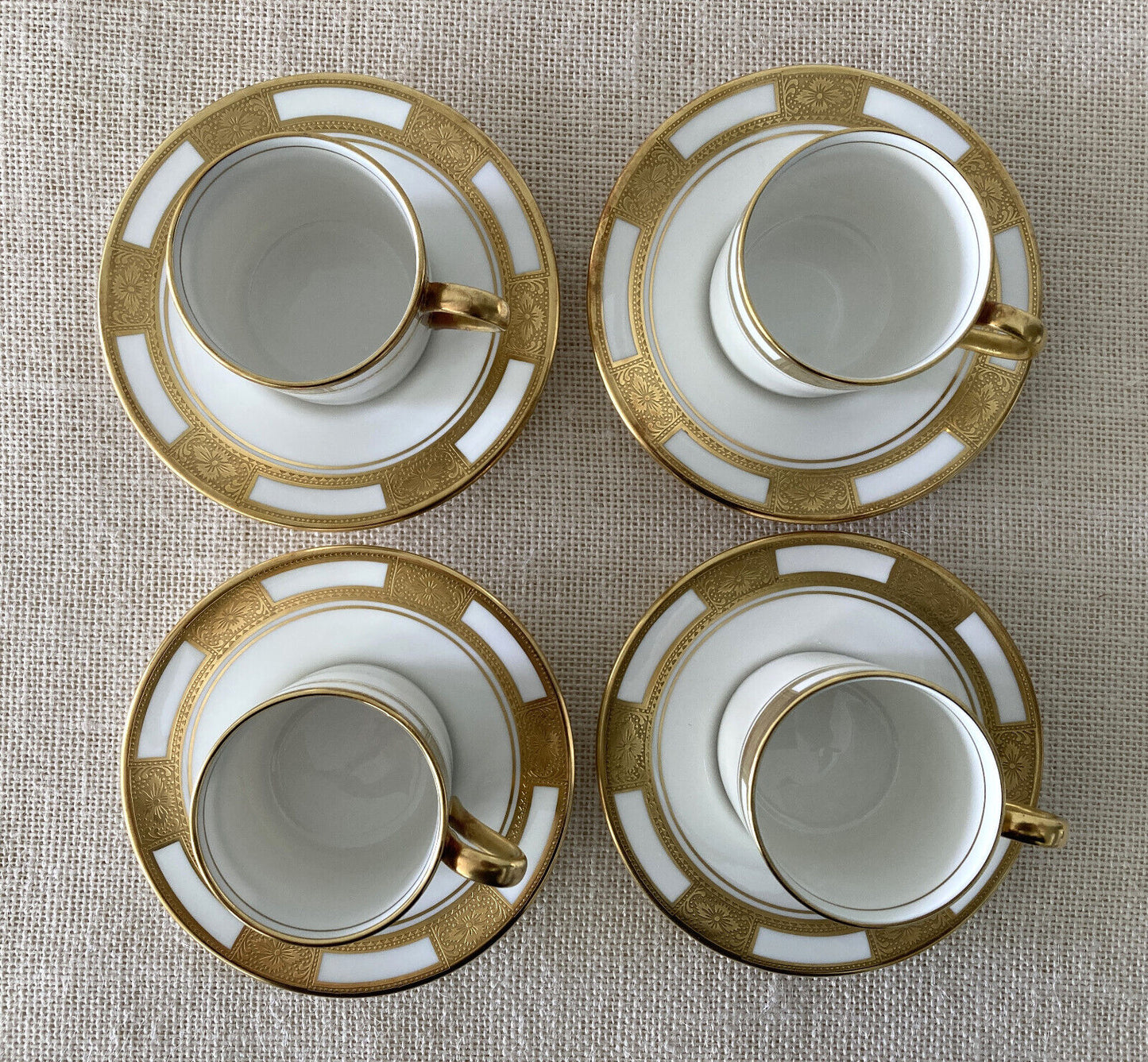 Ainsley England Gold Embossed Empress Demitasse Cup & Saucer Set