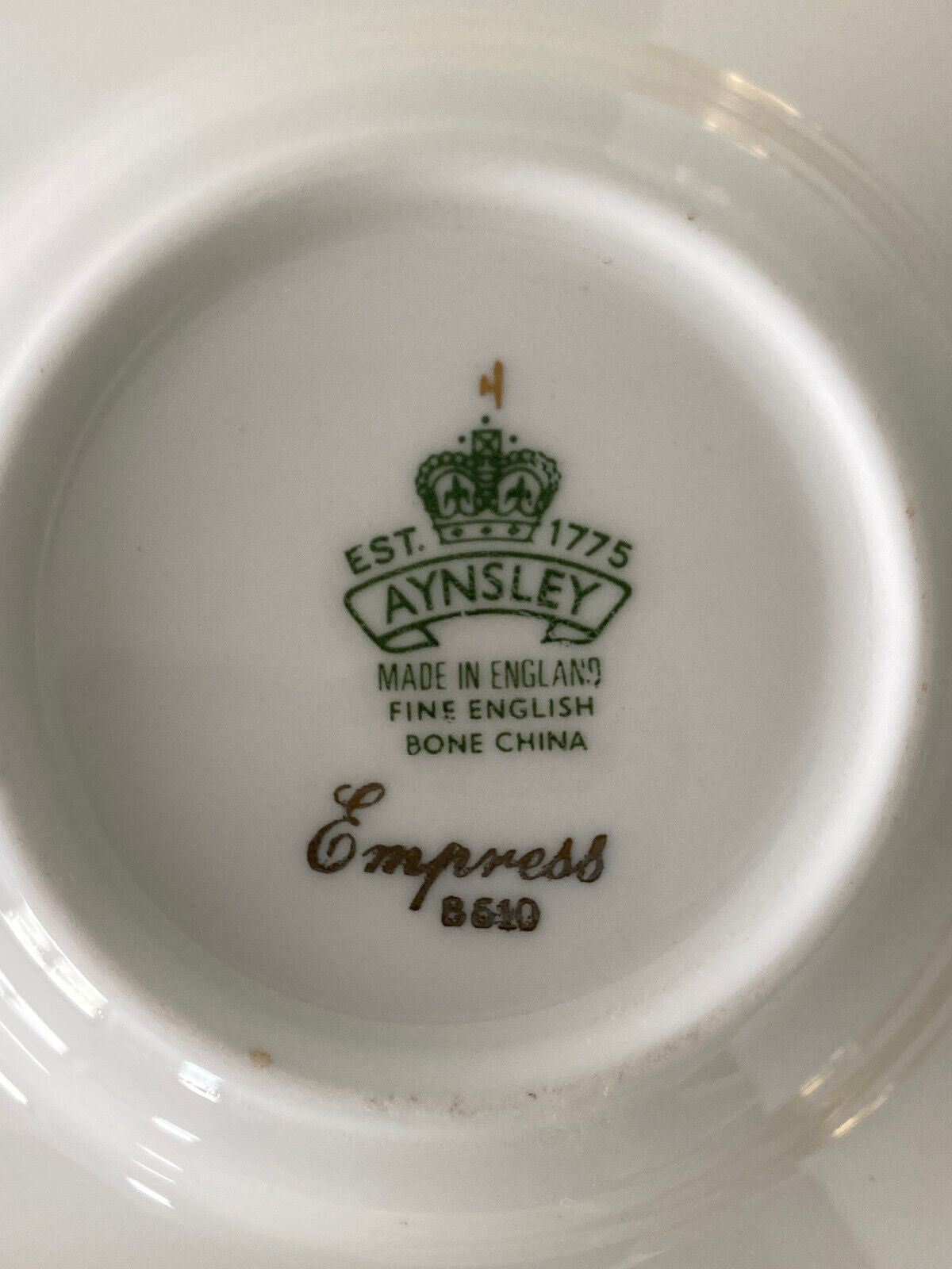 Ainsley England Gold Embossed Empress Demitasse Cup & Saucer Set