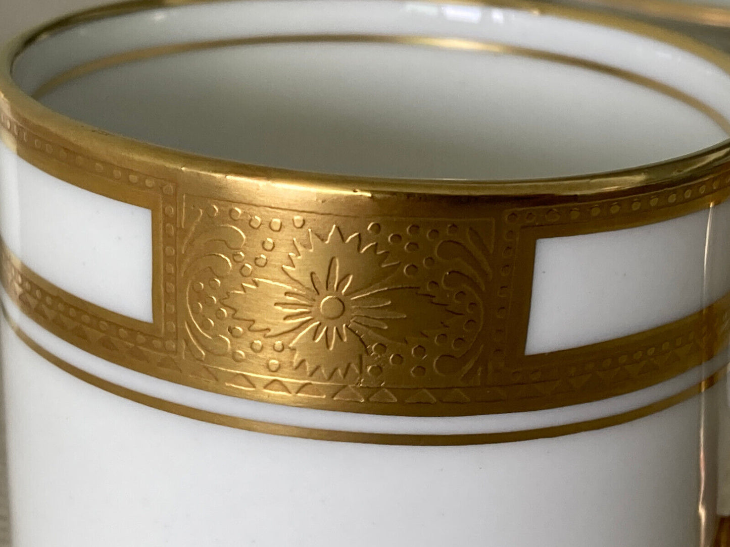 Ainsley England Gold Embossed Empress Demitasse Cup & Saucer Set