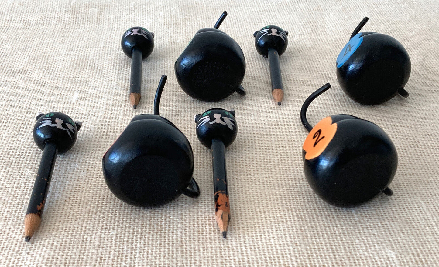 Art Deco Black Kitty Cat Bridge Pencil Set