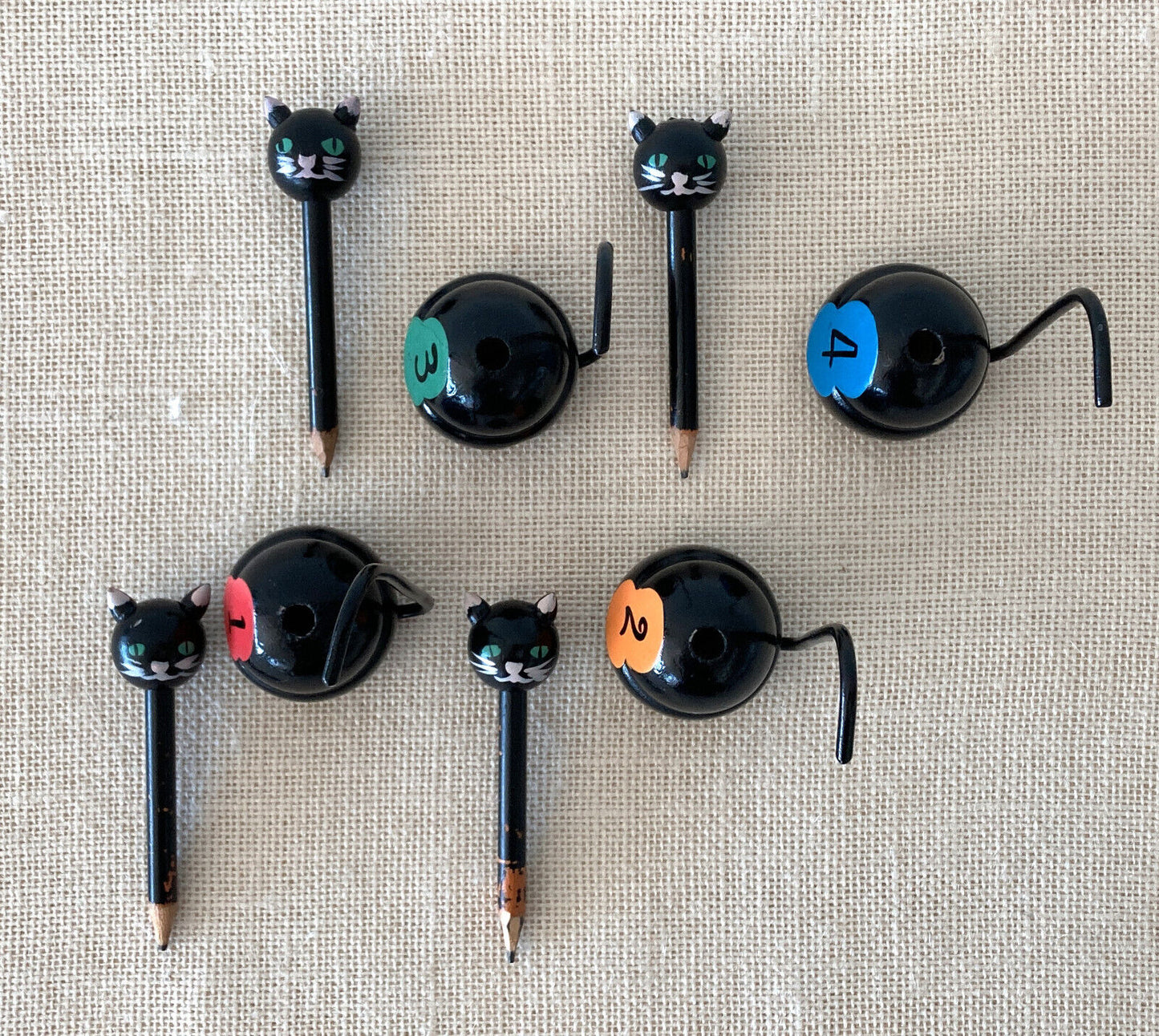 Art Deco Black Kitty Cat Bridge Pencil Set
