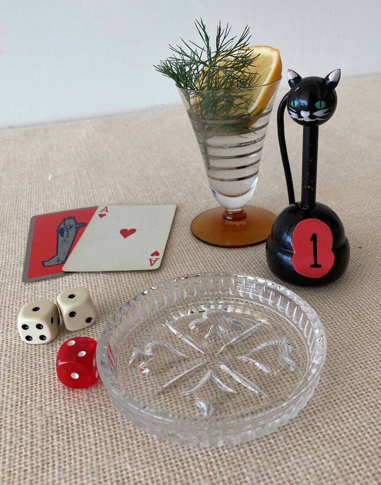 Art Deco Black Kitty Cat Bridge Pencil Set