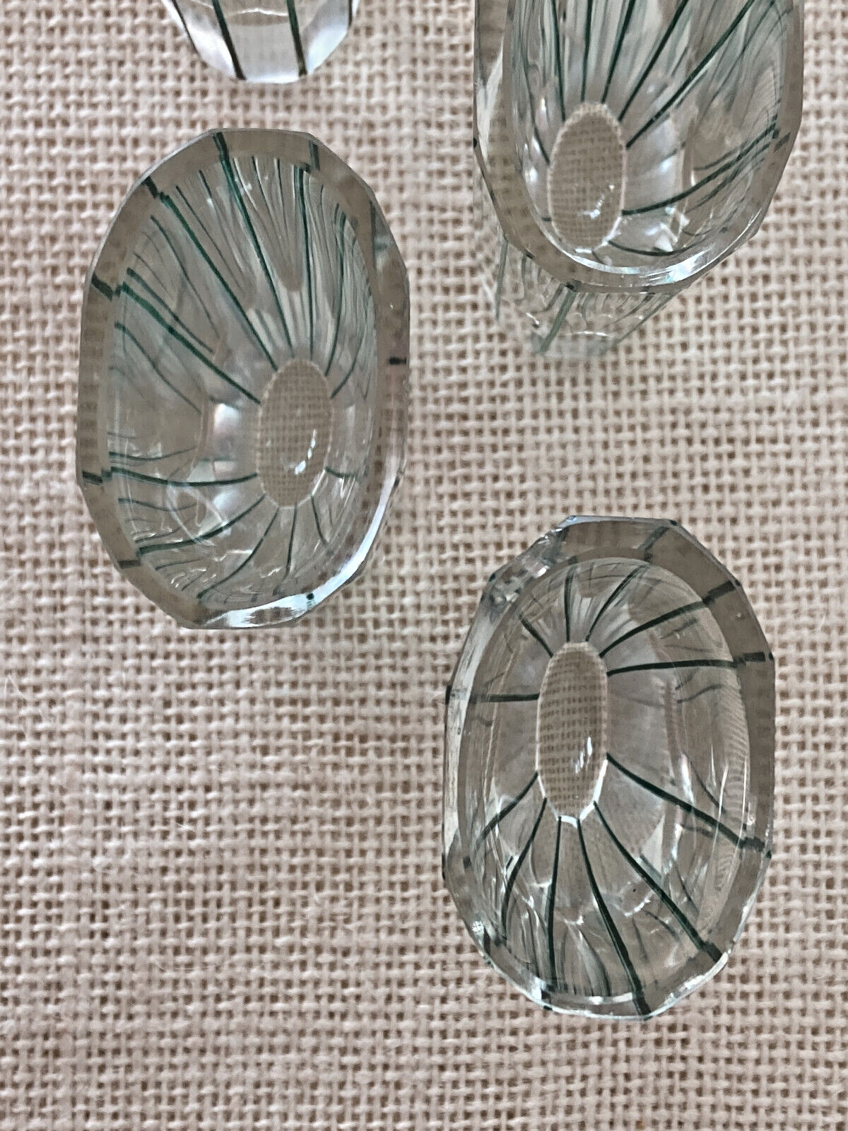Art Deco Czech Faceted Oval Shot or Liquor Glasses Moser Palda style