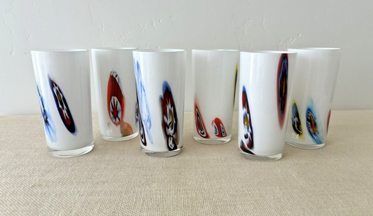 Venetian Murano Millefiori Glasses, Set of 6