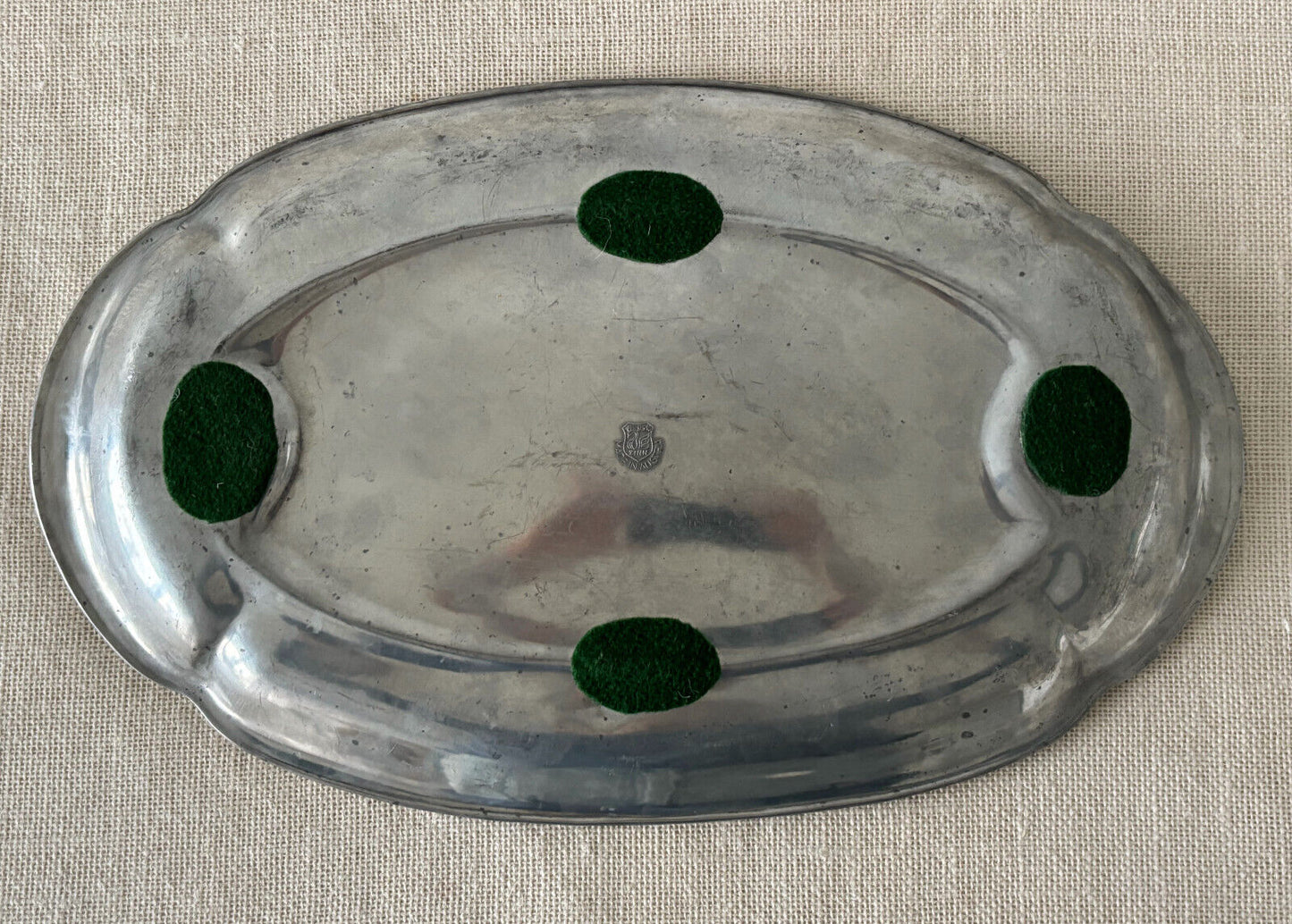 Austrian Art Nouveau Pewter Platter with Hunting Dog