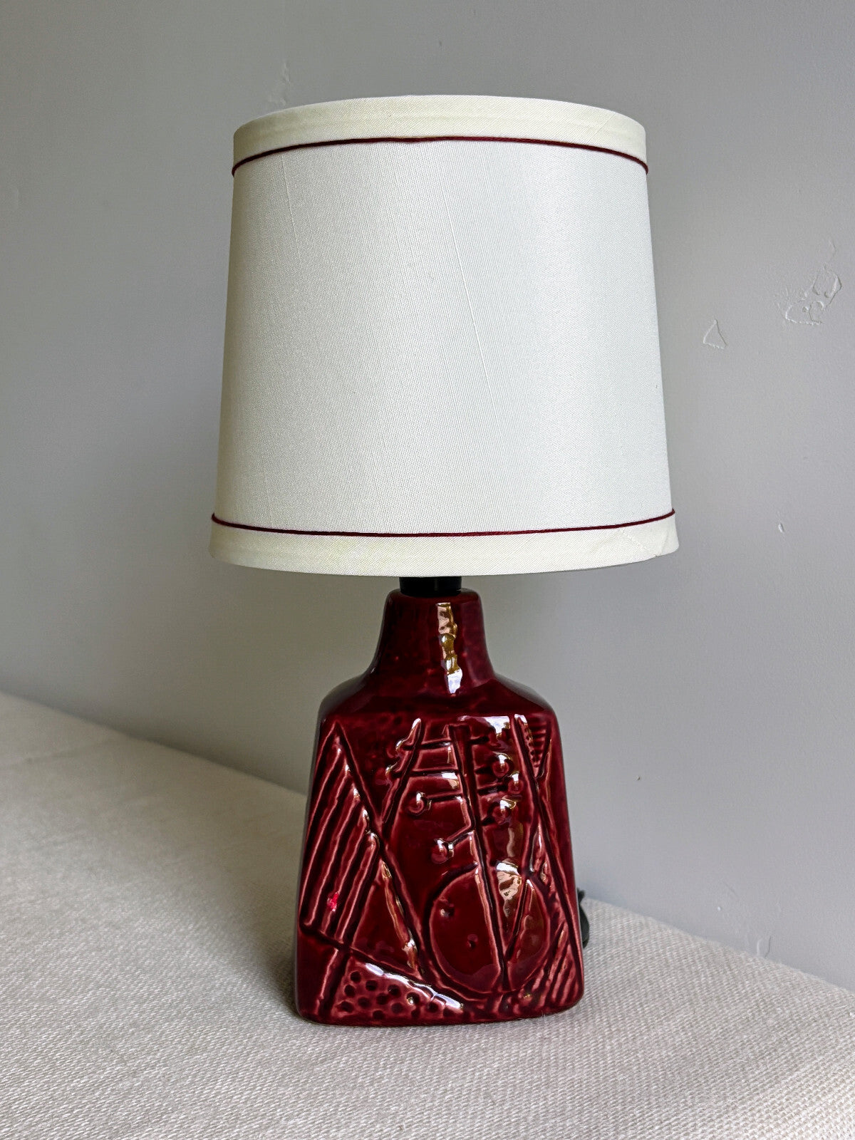 1960s Brutalist Red Ceramic Pottery Lamp Syco Keramic Sweden