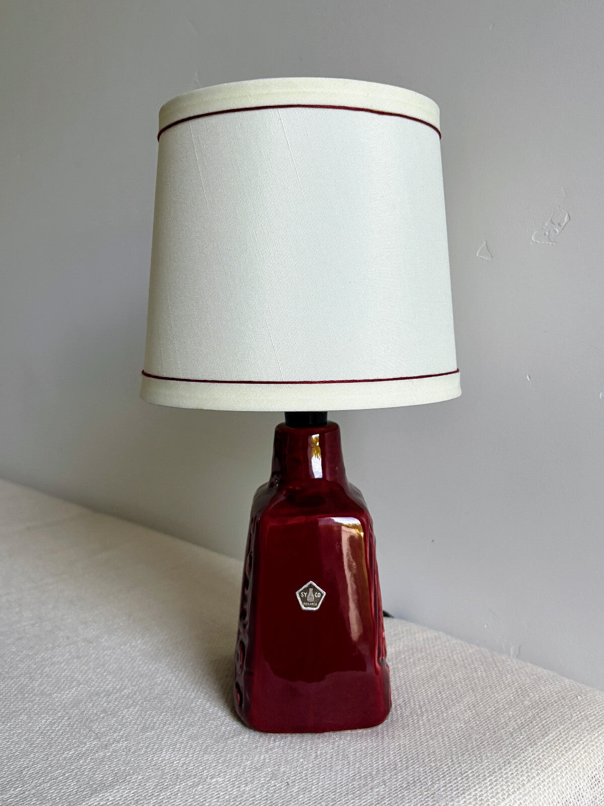1960s Brutalist Red Ceramic Pottery Lamp Syco Keramic Sweden