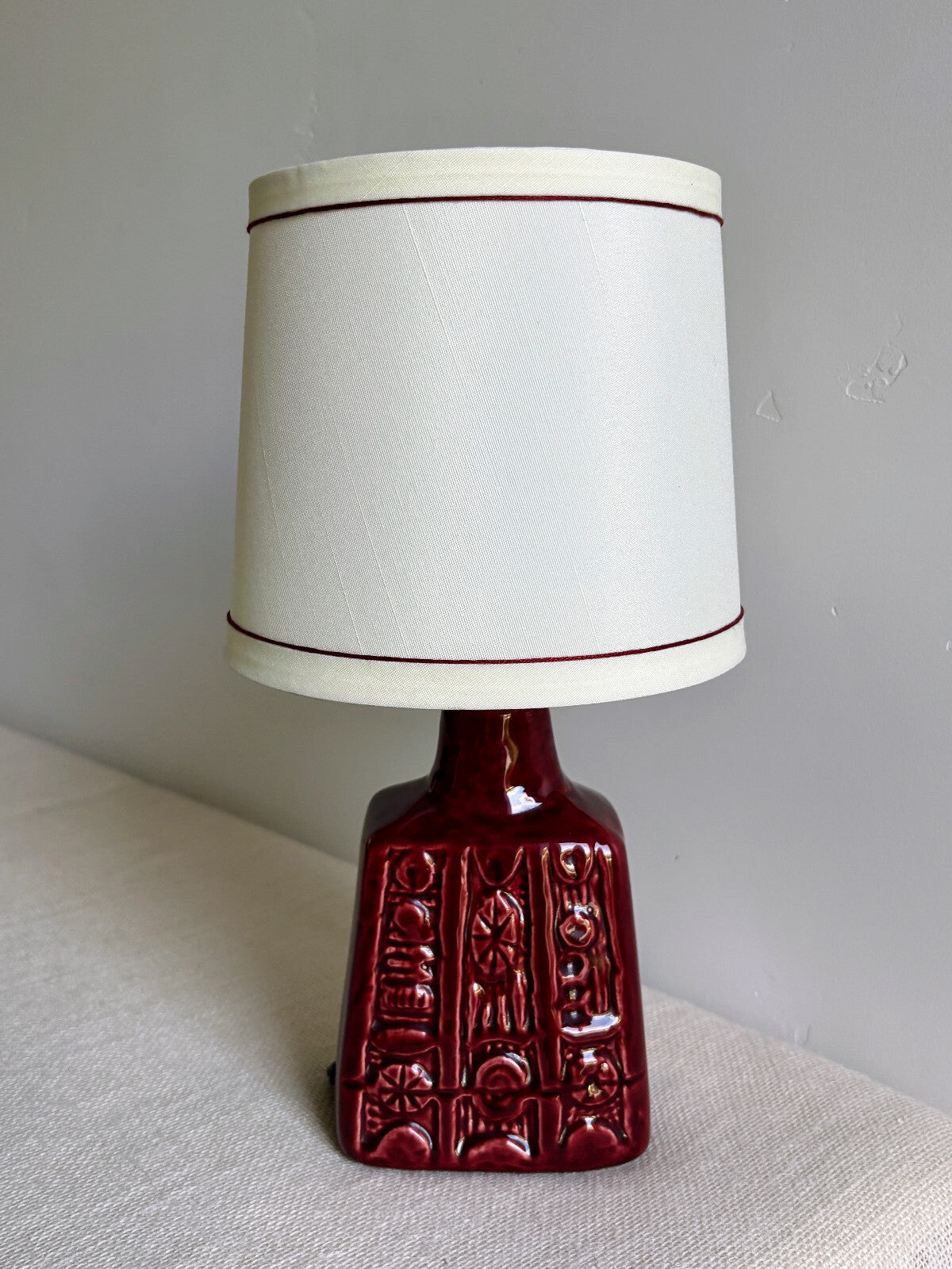 1960s Brutalist Red Ceramic Pottery Lamp Syco Keramic Sweden