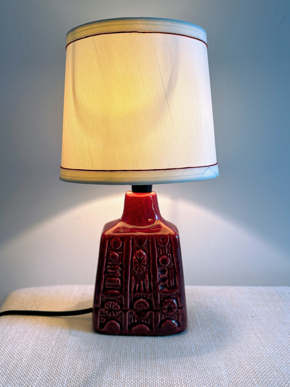 1960s Brutalist Red Ceramic Pottery Lamp Syco Keramic Sweden