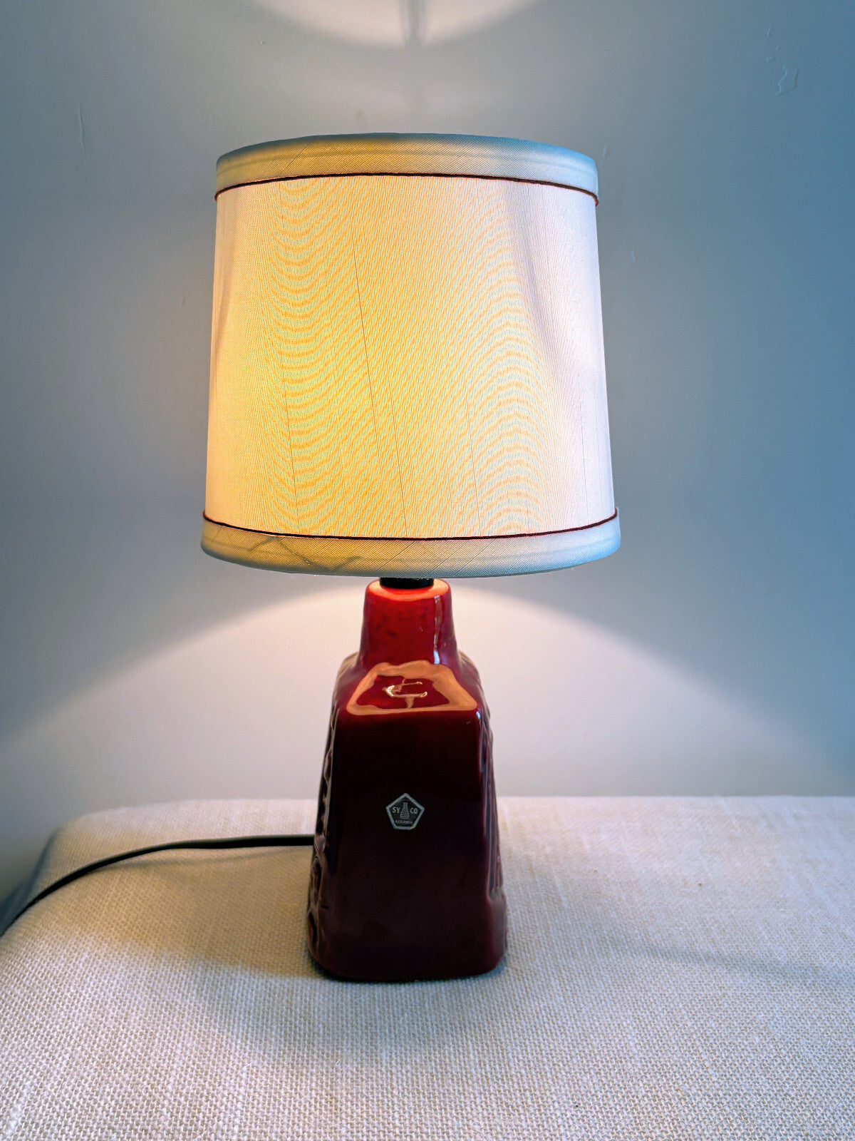 1960s Brutalist Red Ceramic Pottery Lamp Syco Keramic Sweden