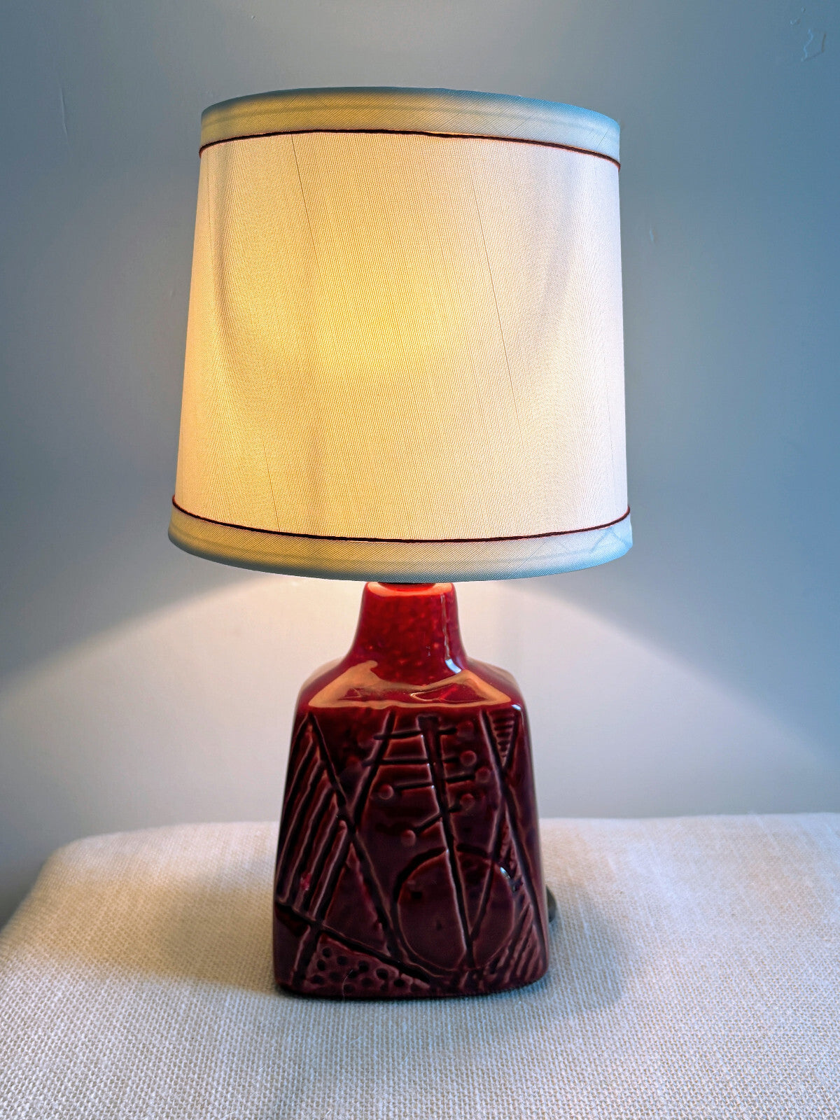 1960s Brutalist Red Ceramic Pottery Lamp Syco Keramic Sweden