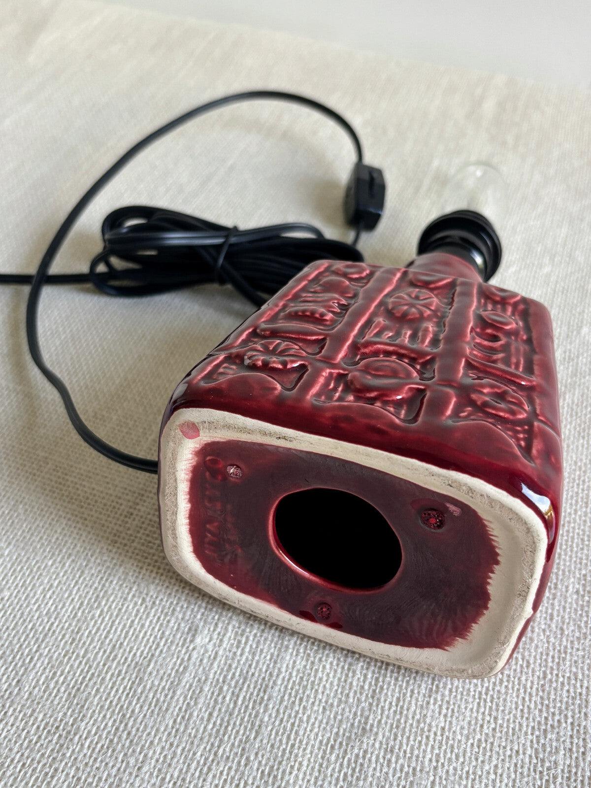 1960s Brutalist Red Ceramic Pottery Lamp Syco Keramic Sweden