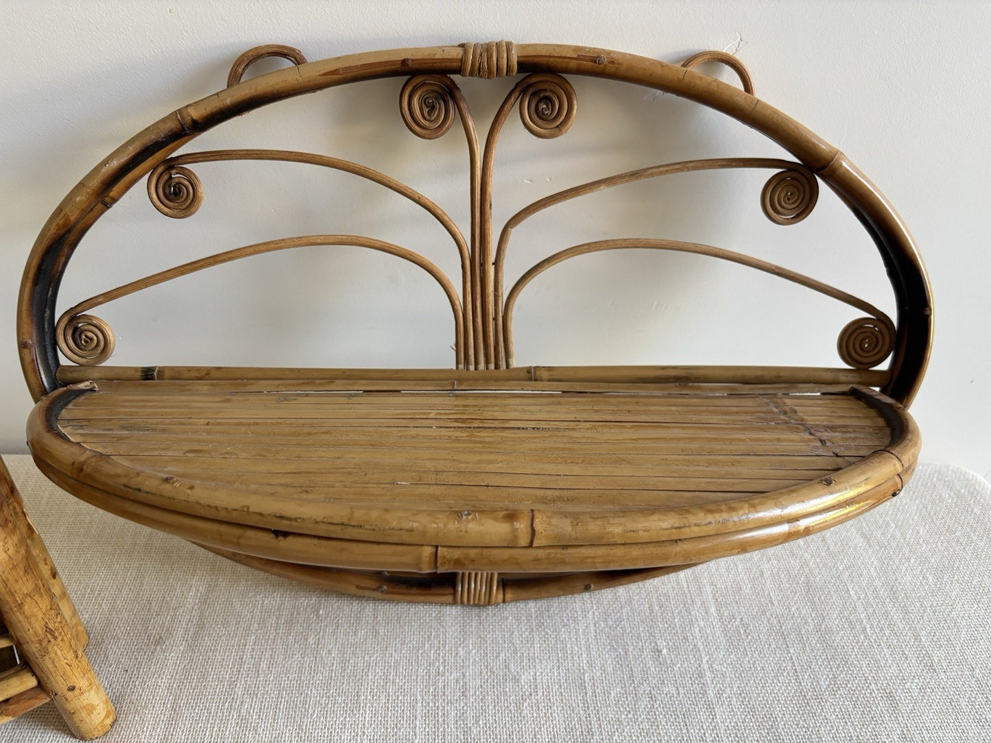 Faux Tortoise Shell / Burnt Bamboo Folding Shelf & Wall Rack