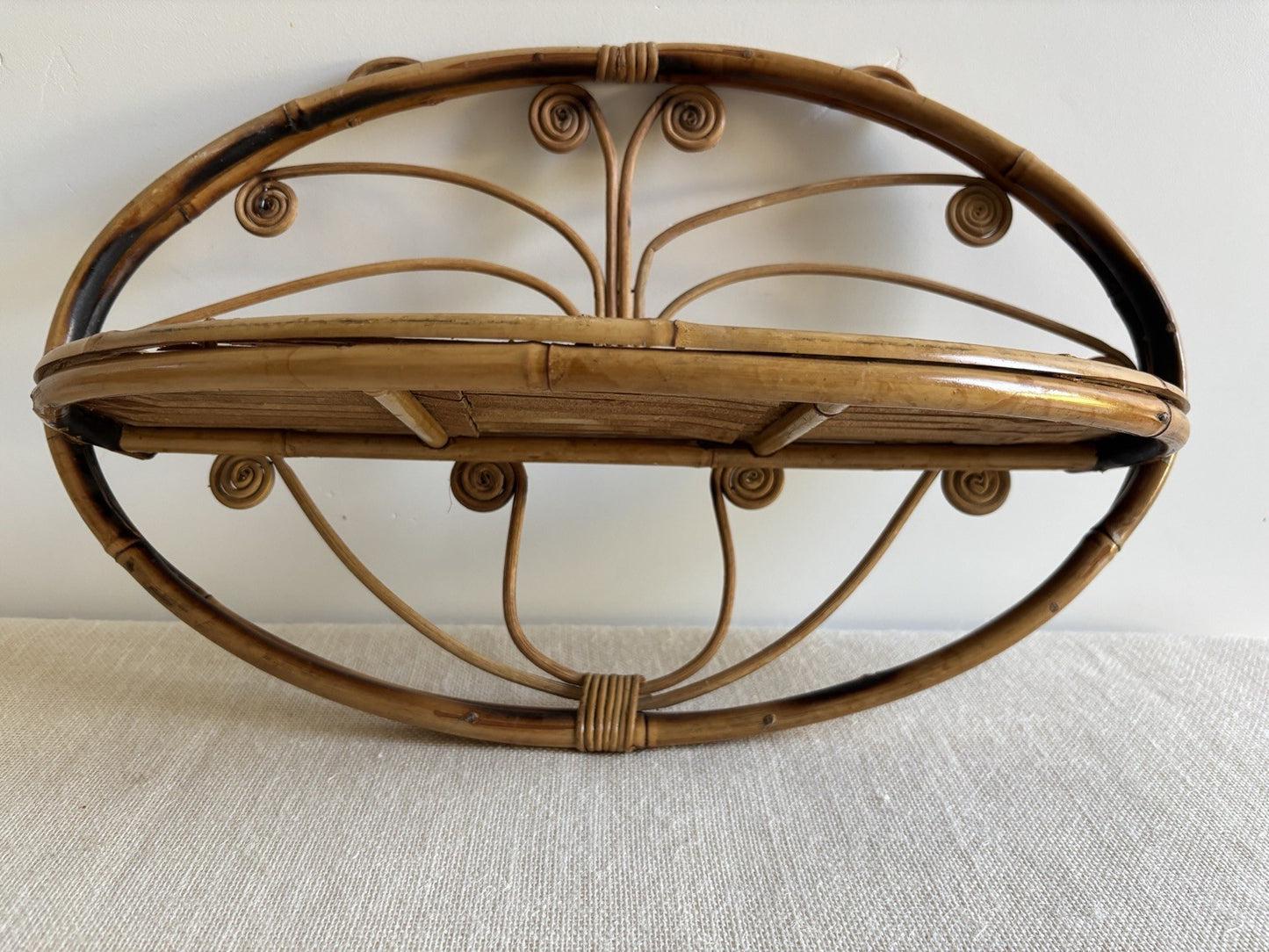 Faux Tortoise Shell / Burnt Bamboo Folding Shelf & Wall Rack