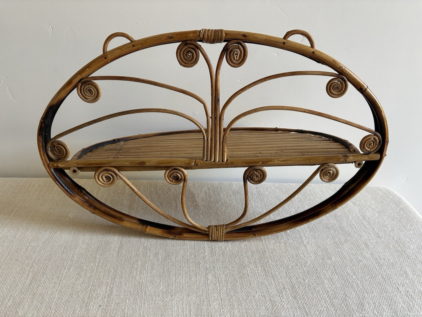 Faux Tortoise Shell / Burnt Bamboo Folding Shelf & Wall Rack