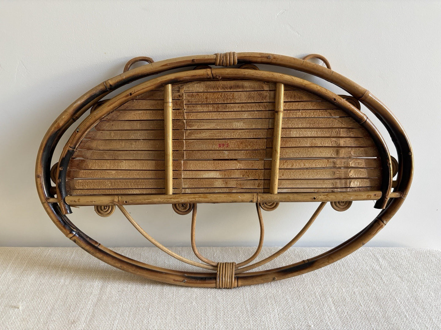 Faux Tortoise Shell / Burnt Bamboo Folding Shelf & Wall Rack