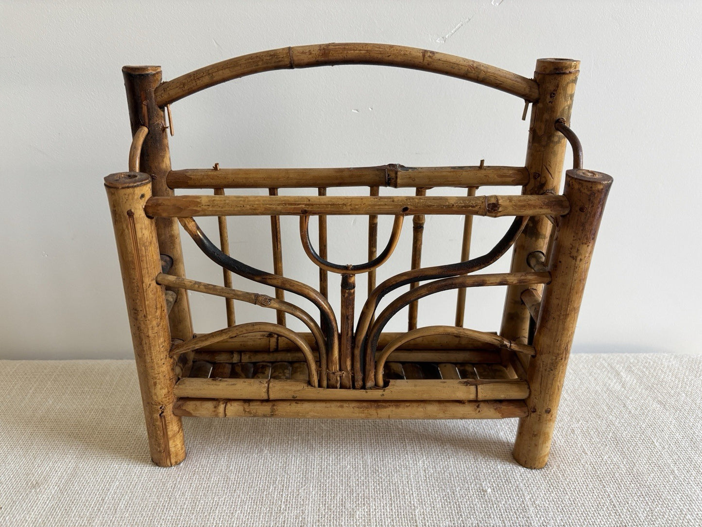 Faux Tortoise Shell / Burnt Bamboo Folding Shelf & Wall Rack