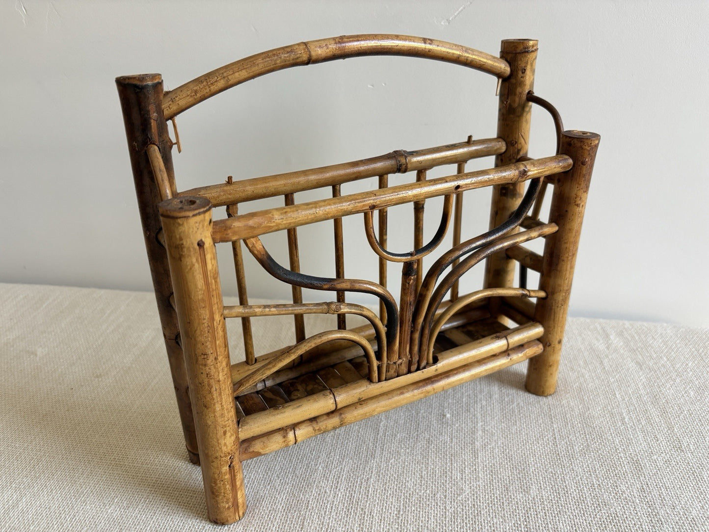Faux Tortoise Shell / Burnt Bamboo Folding Shelf & Wall Rack