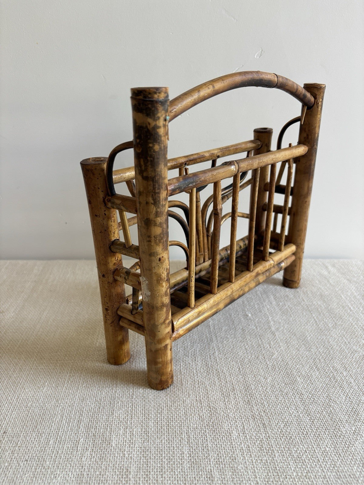 Faux Tortoise Shell / Burnt Bamboo Folding Shelf & Wall Rack