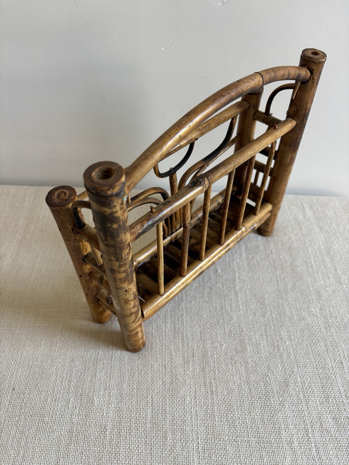 Faux Tortoise Shell / Burnt Bamboo Folding Shelf & Wall Rack