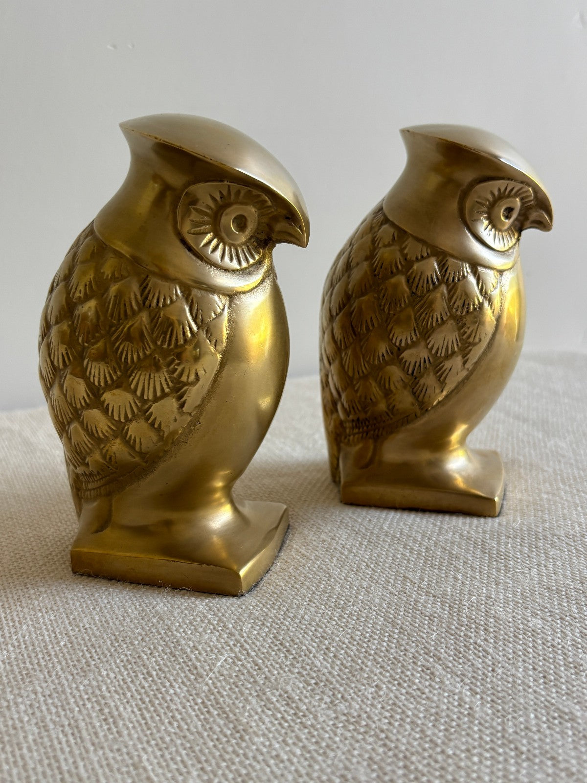 Cast Brass Art Deco Owl Figurine Bookends
