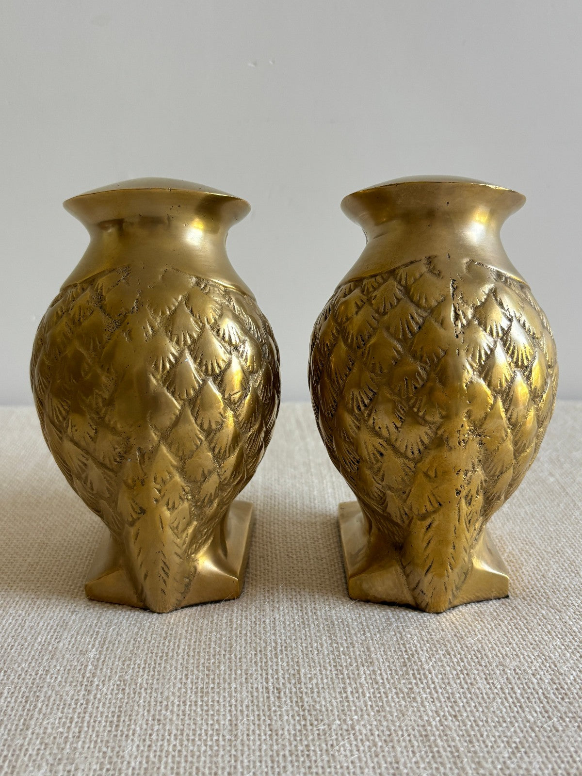Cast Brass Art Deco Owl Figurine Bookends