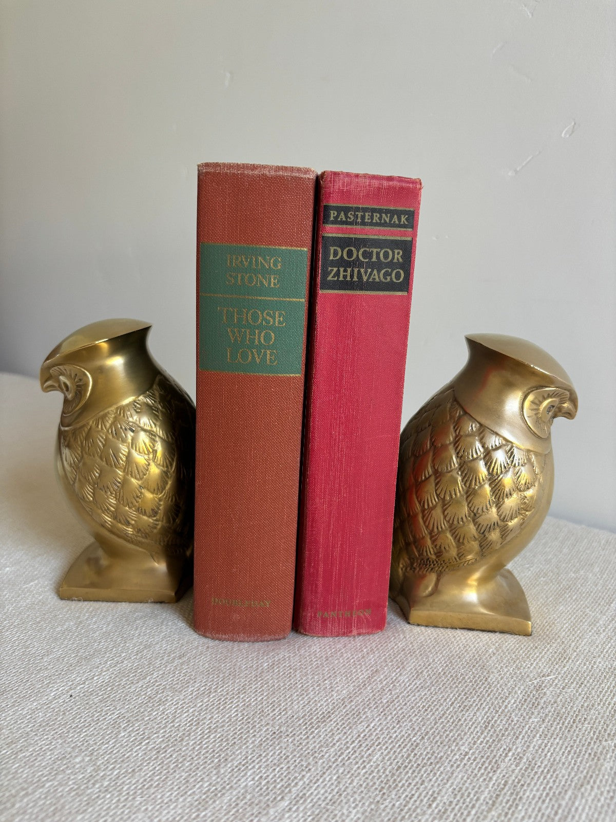 Cast Brass Art Deco Owl Figurine Bookends