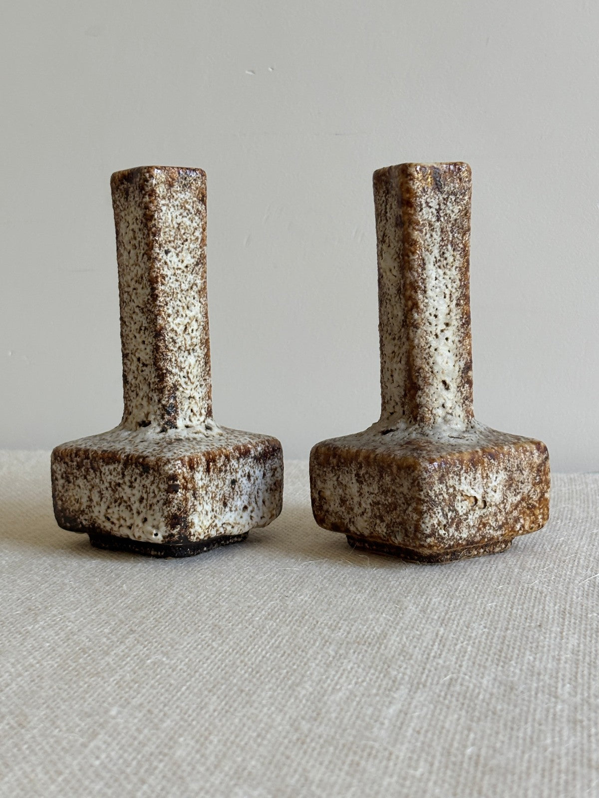 3 Van Woerden MCM Dutch Brutalist Fat Lava Glaze Vases